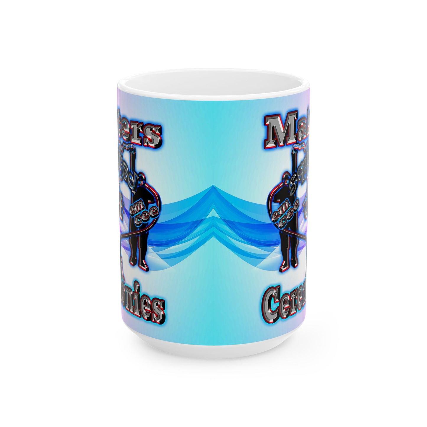 em cee squared - White Mug (light blue-pink wave)