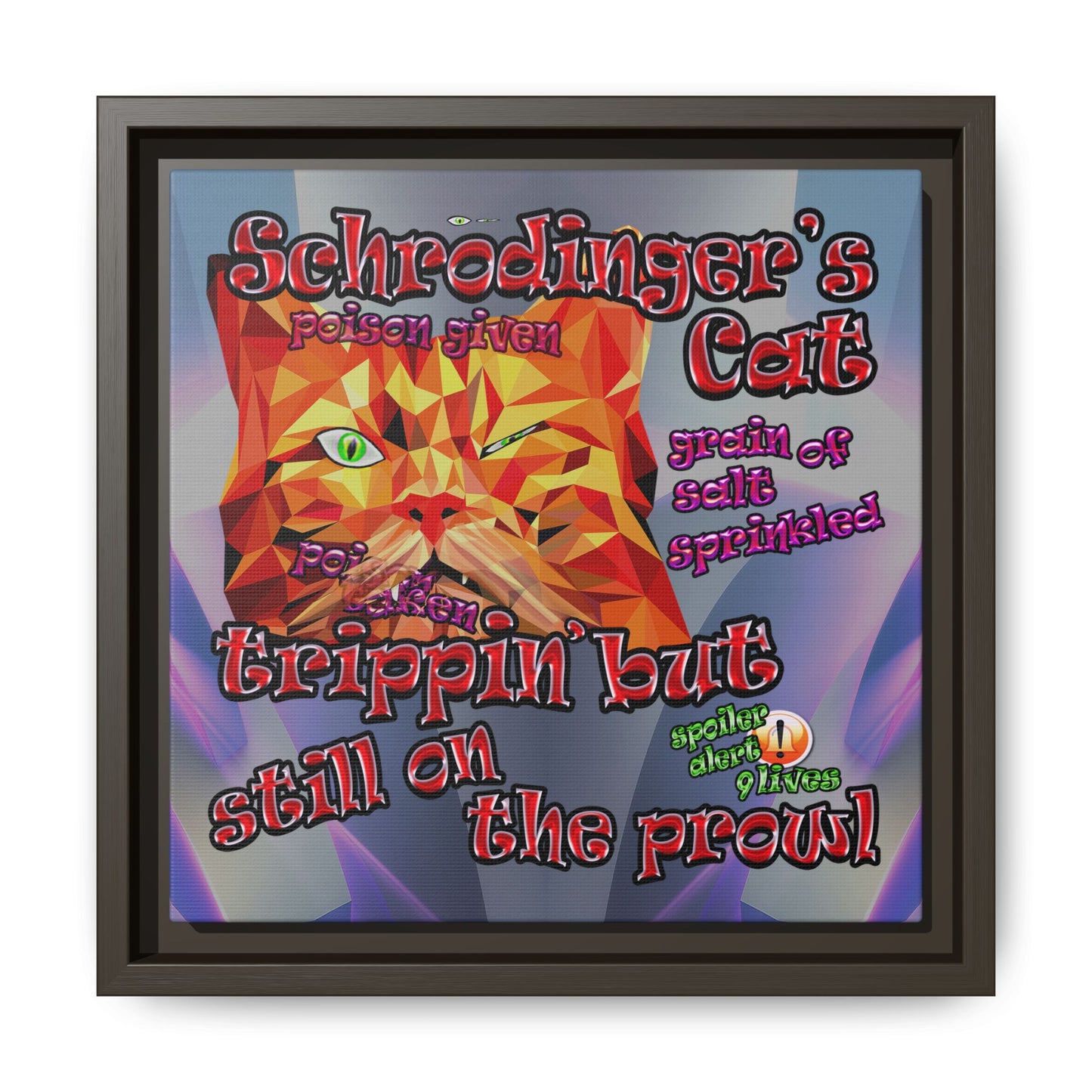 schrodinger's cat - framed canvas art (grey-pink wave)