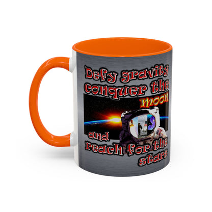 defy conquer reach - Accent Mug (brushed nickel)