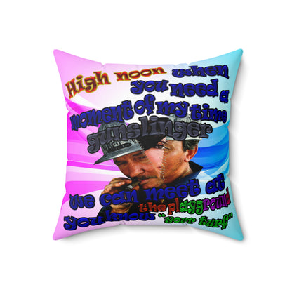 high noon - Spun Polyester Square Pillow - (light blue-pink wave)