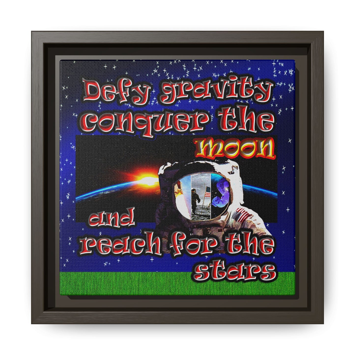 defy conquer reach - framed canvas art ('snoops' background)