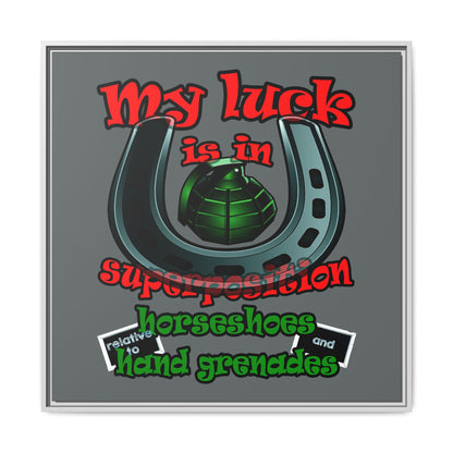 my luck - framed canvas art (dark grey)