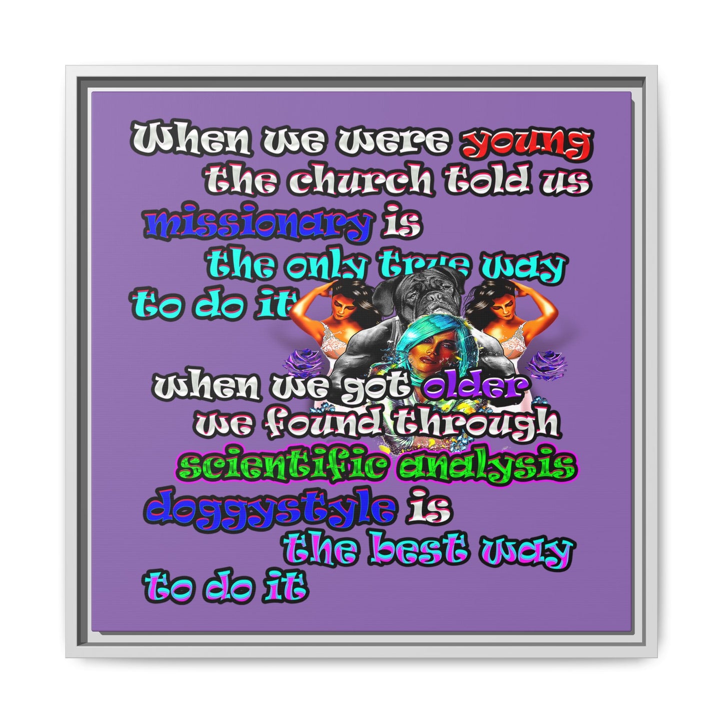 doggystyle - framed canvas art (light purple)