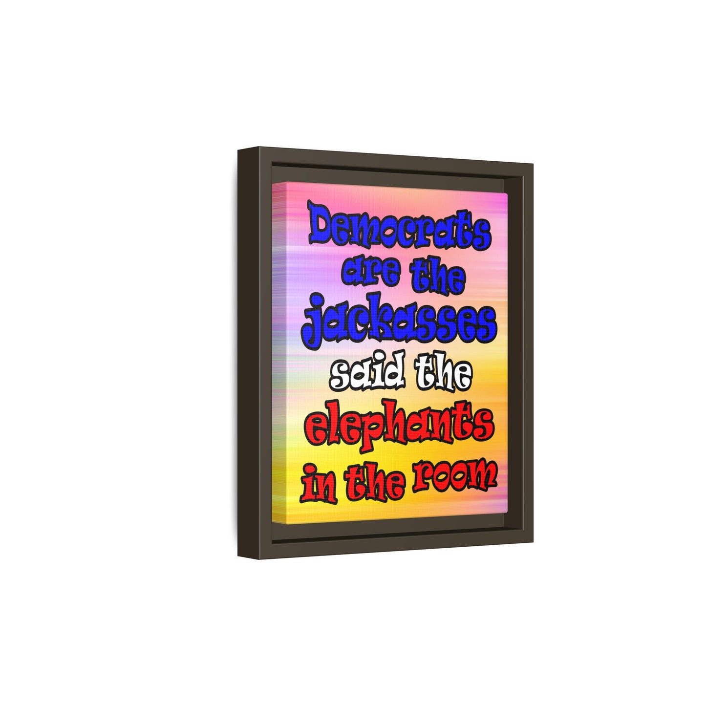 donkeys and elephants - framed canvas art (color blur)