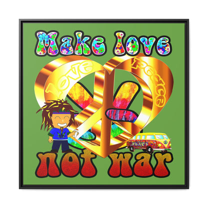 love peace - framed canvas art (green)