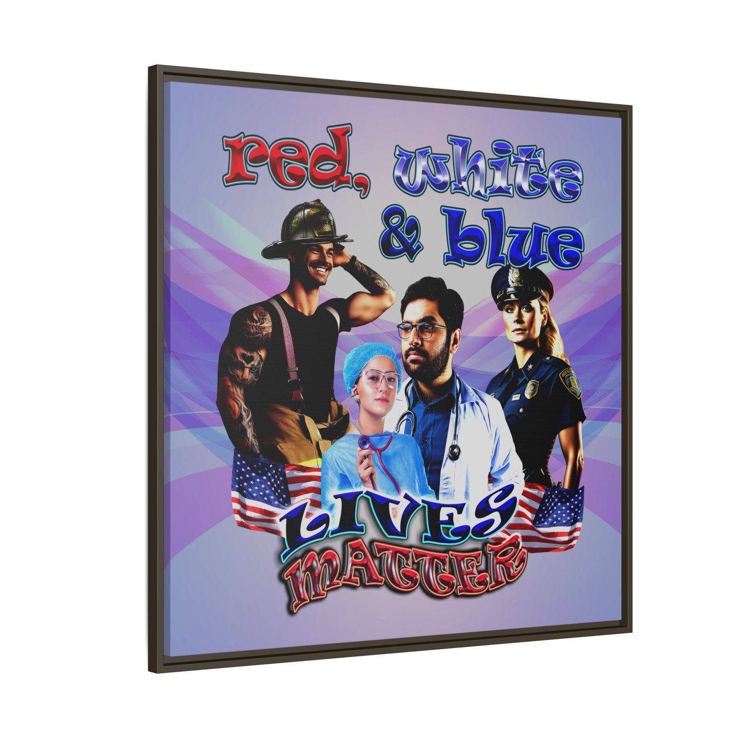 rw&b lives matter - framed canvas art (light blue-pink wave)