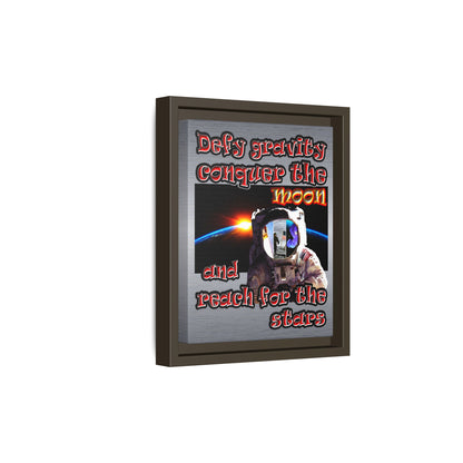 defy conquer reach - framed canvas art (brushed nickel)