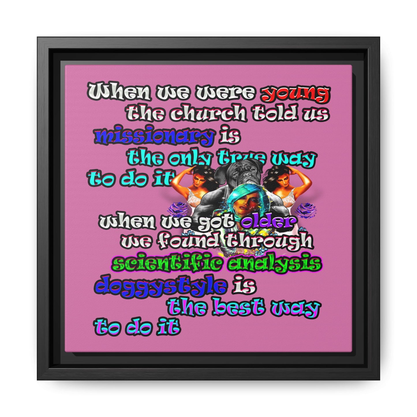 doggystyle - framed canvas art (light pink)