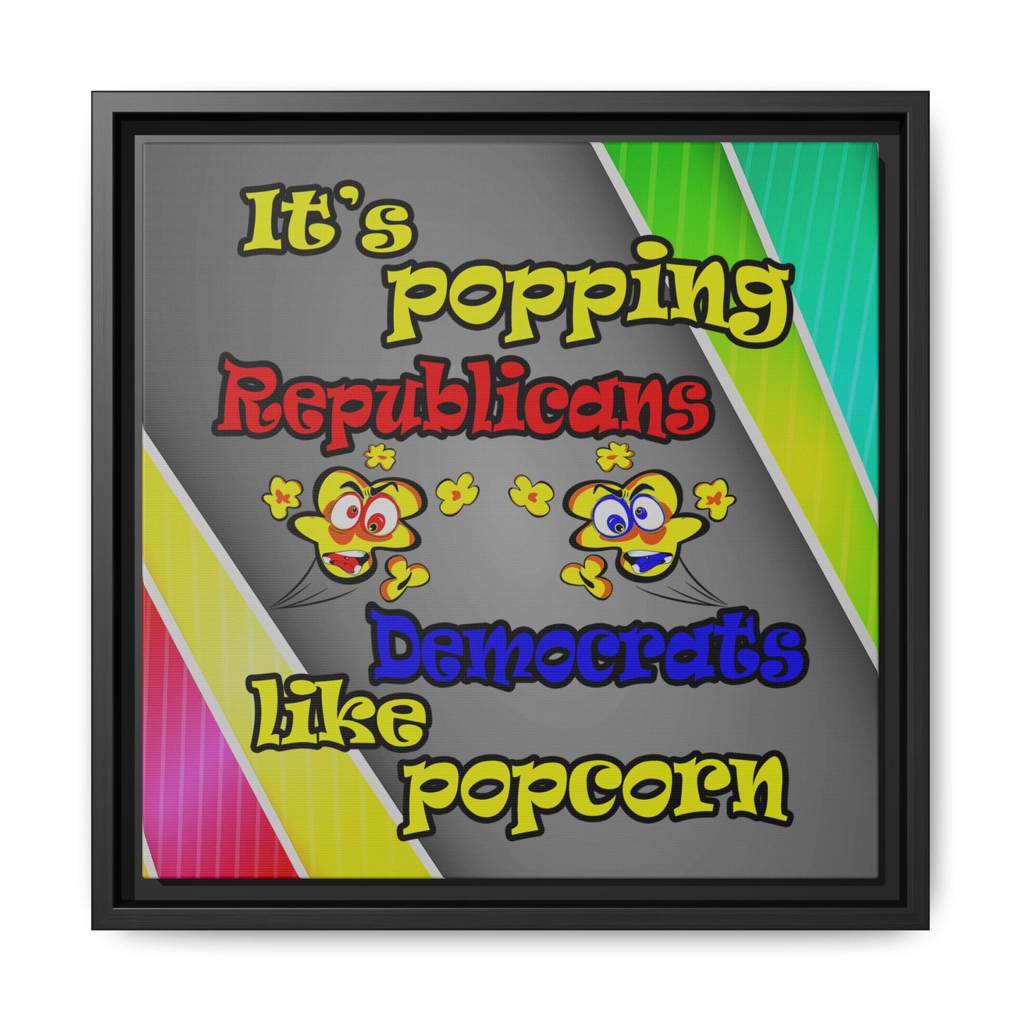 popping like popcorn - framed canvas art (rainbow split)