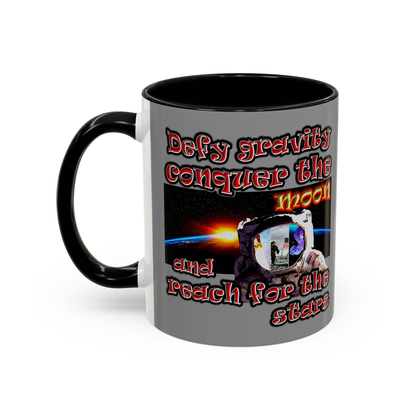 defy conquer reach - Accent Mug (grey)