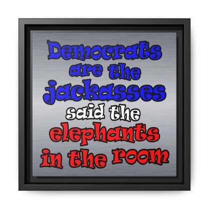 donkeys and elephants - framed canvas art (brushed nickel)