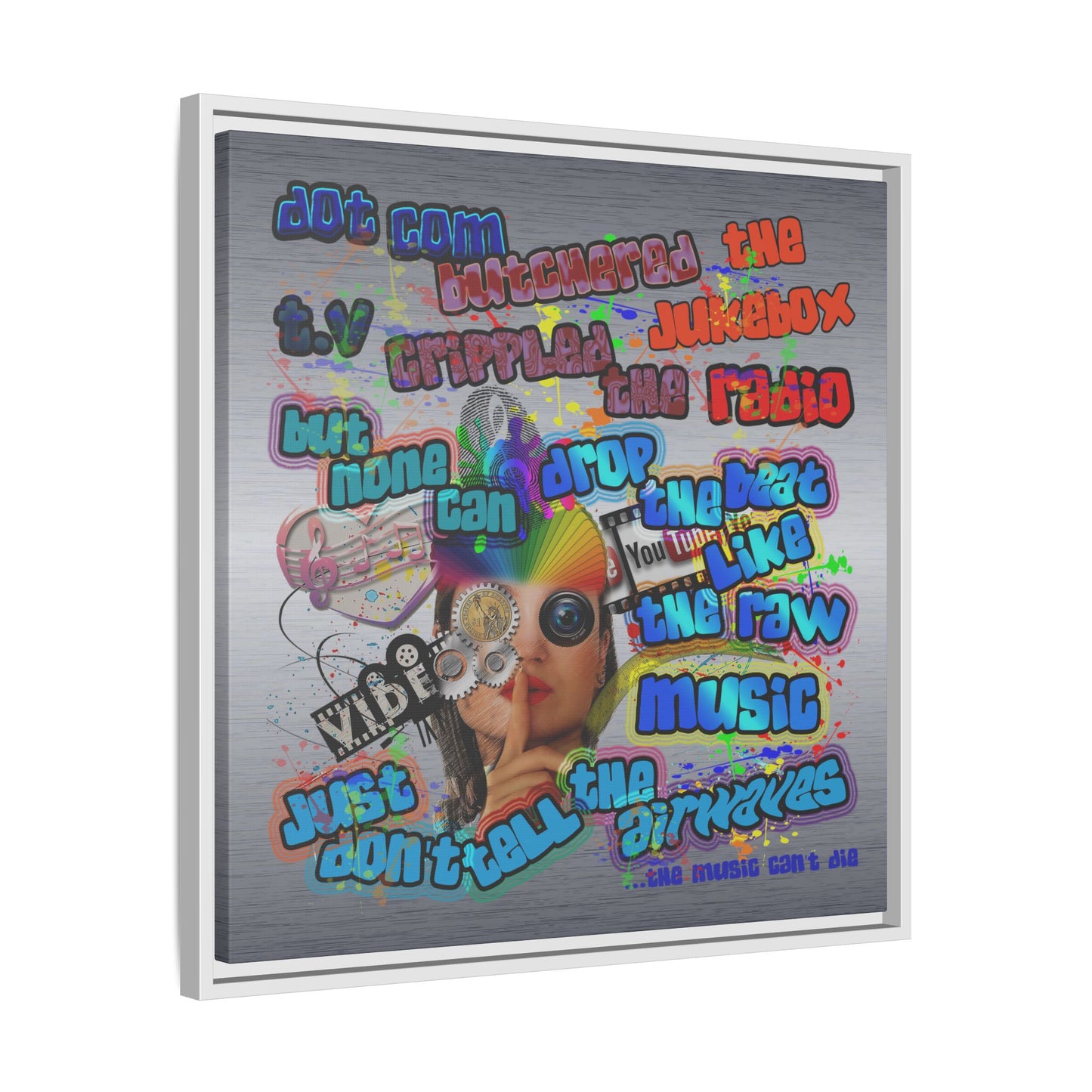 drop the beat - framed canvas art (brushed nickel)