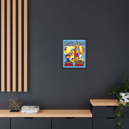 love peace - framed canvas art (light blue)
