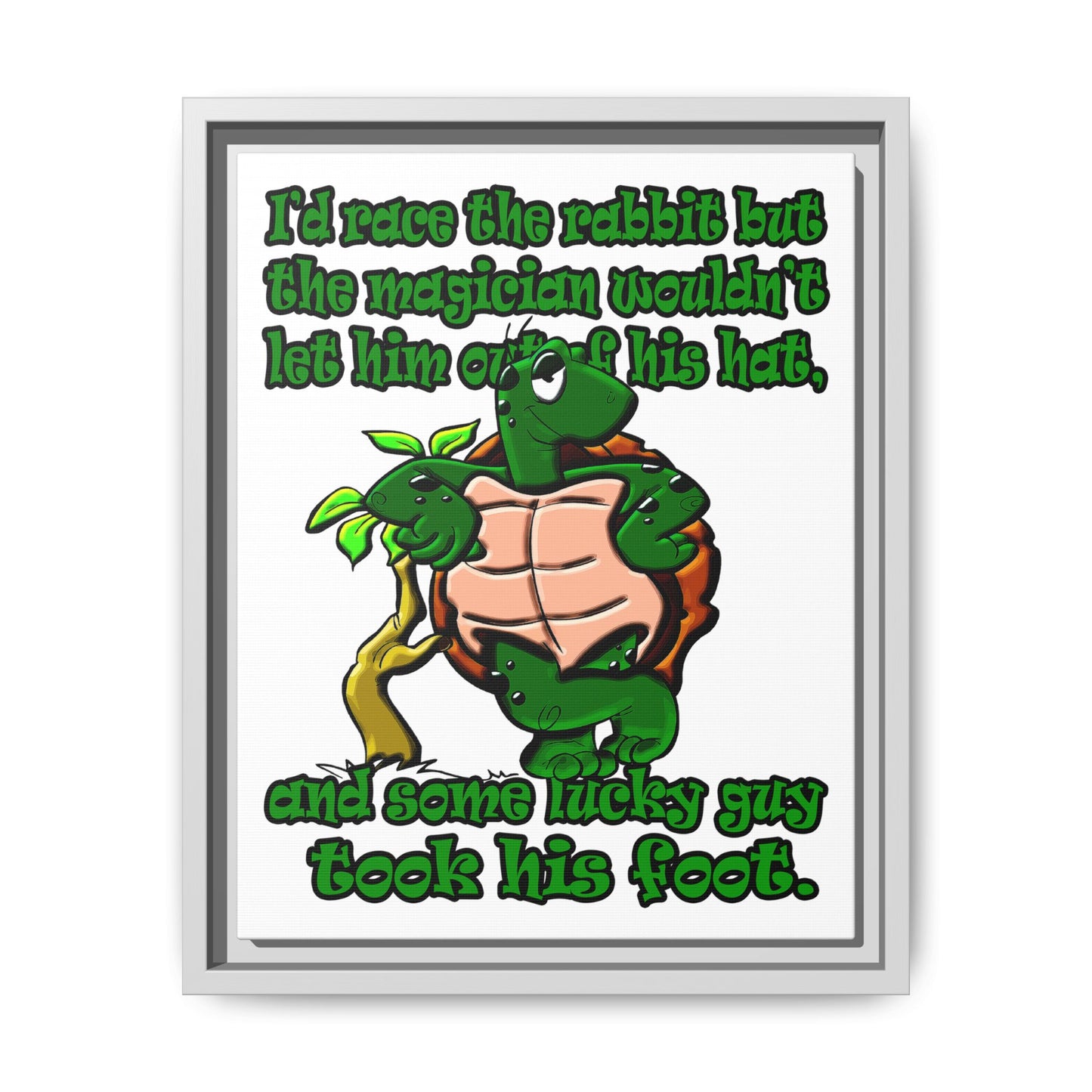 turtle race - framed canvas art (white)