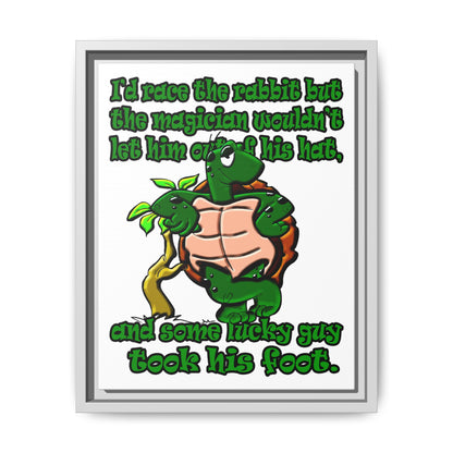 turtle race - framed canvas art (white)