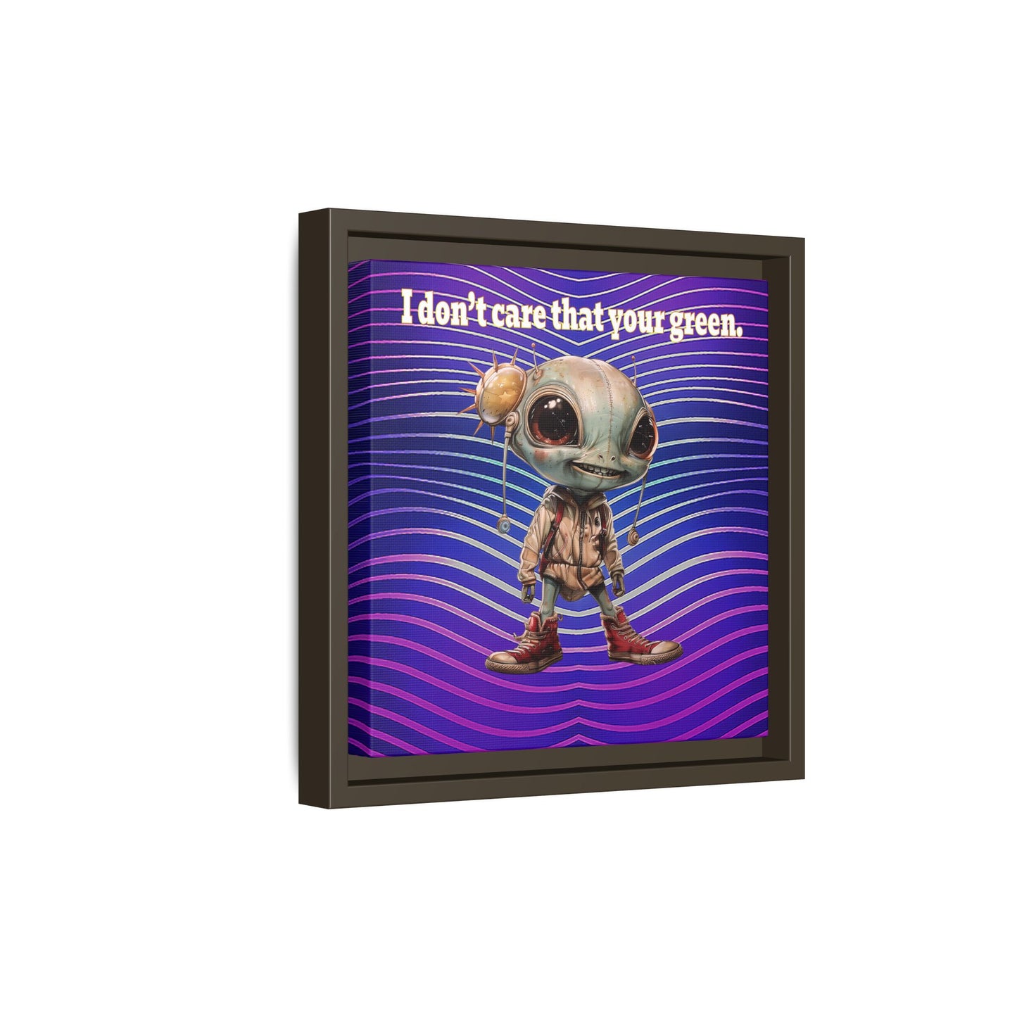 I don't care that your green - framed canvas art (purple wave)