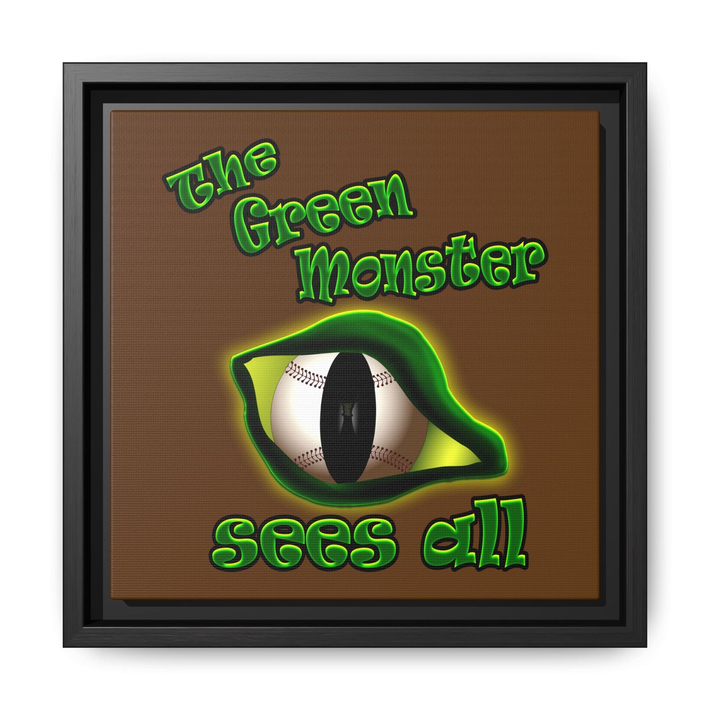 green monster - framed canvas art (brown)