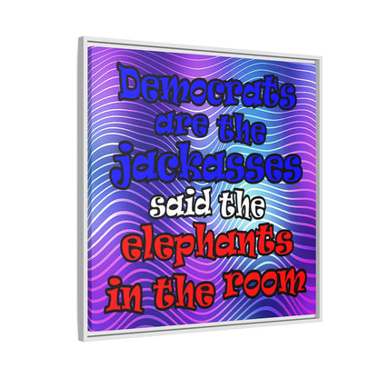 donkeys and elephants - framed canvas art (purple wave)