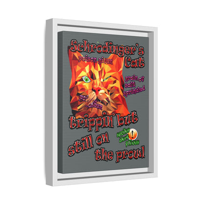schrodinger's cat - framed canvas art (dark grey)