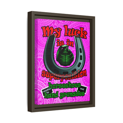 my luck - framed canvas art (pink swirl)