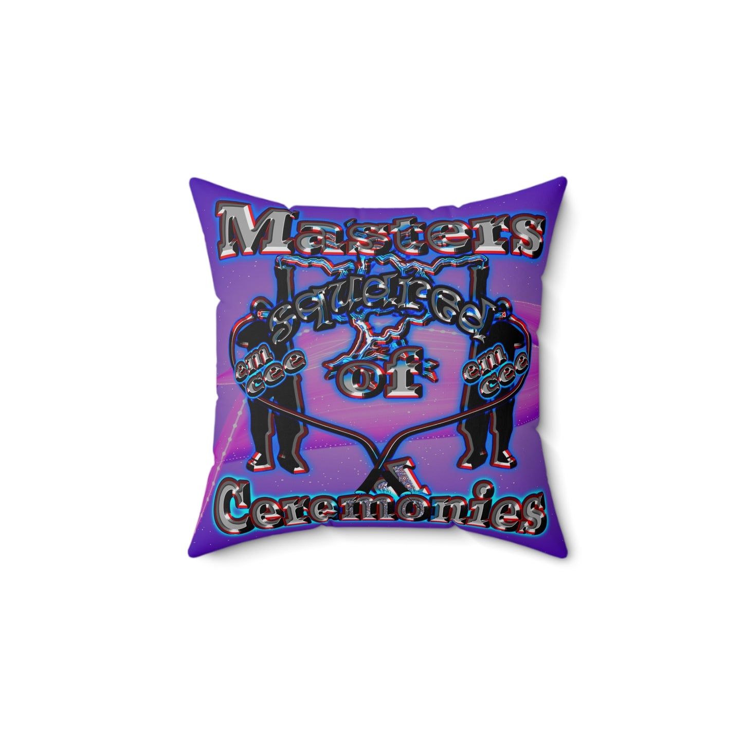 em cee squared - Spun Polyester Square Pillow - (purple-pink wave)
