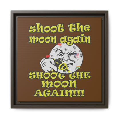shoot the moon again - framed canvas art (brown)