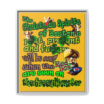 christmas spirits of boston - framed canvas art (yellow)