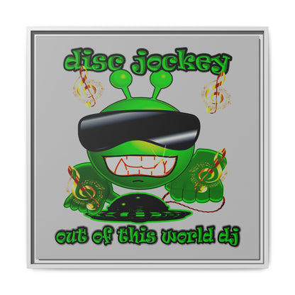 disc jockey - framed canvas art (light grey)
