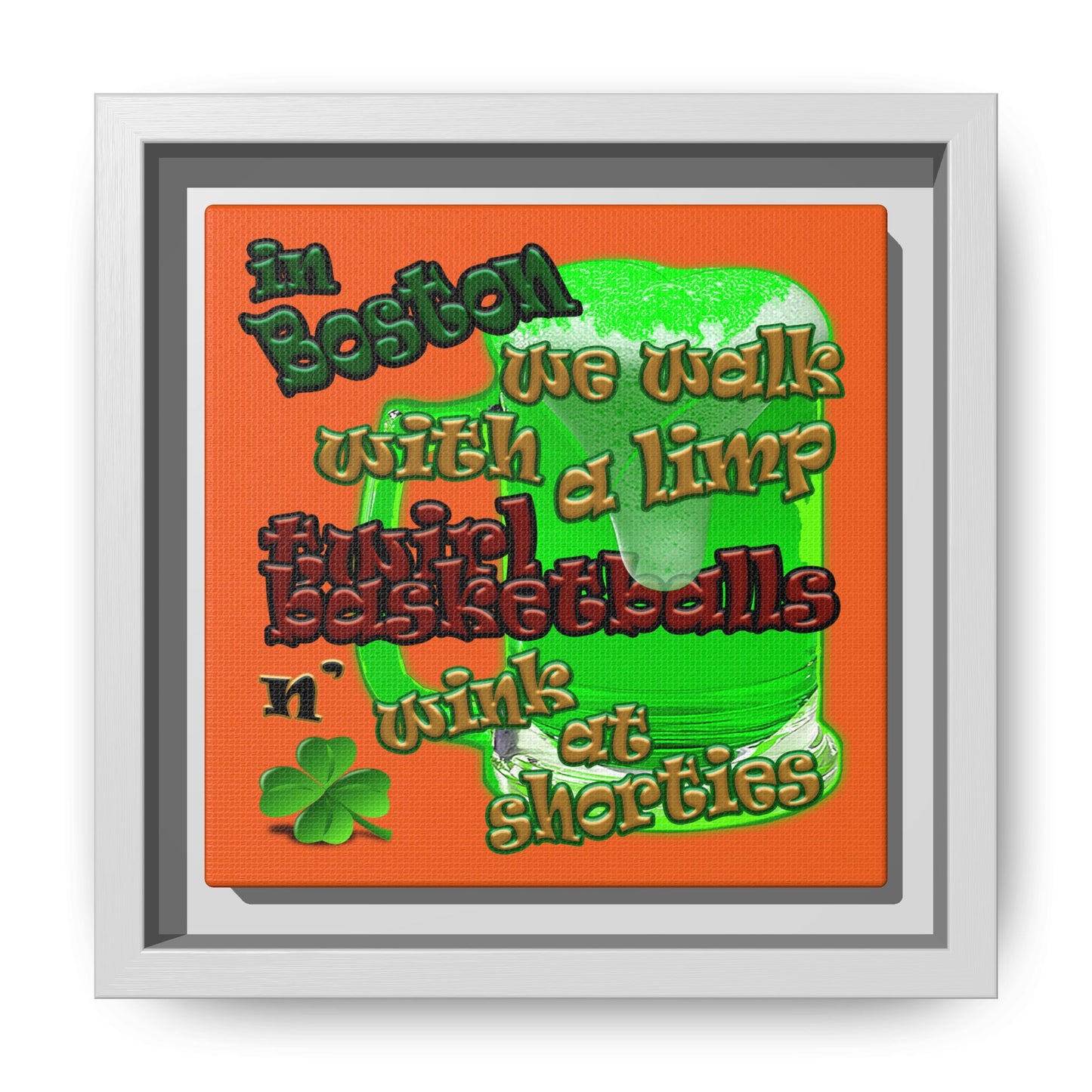 celtics logo - framed canvas art (orange)