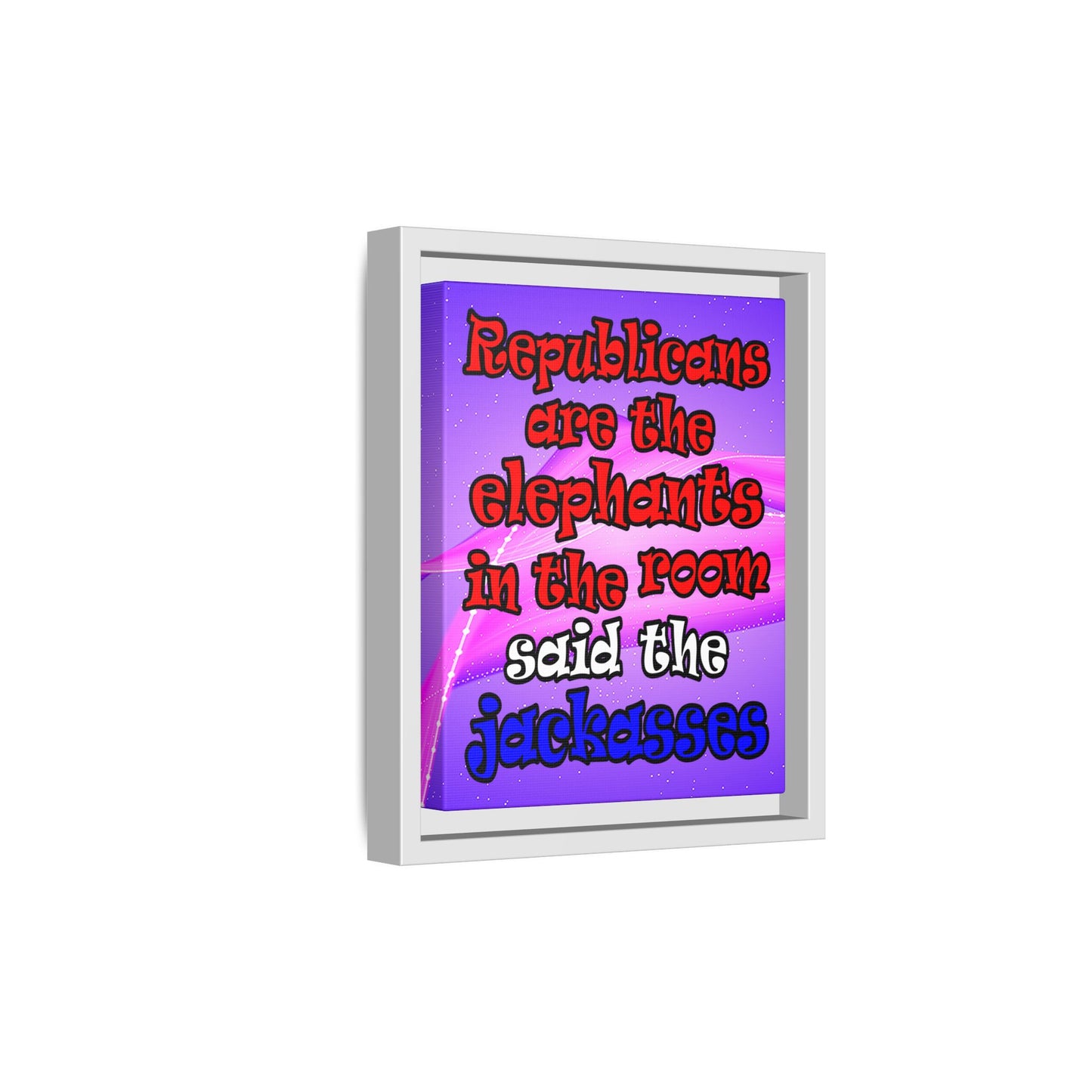 donkeys and elephants - framed canvas art (purple-pink wave)