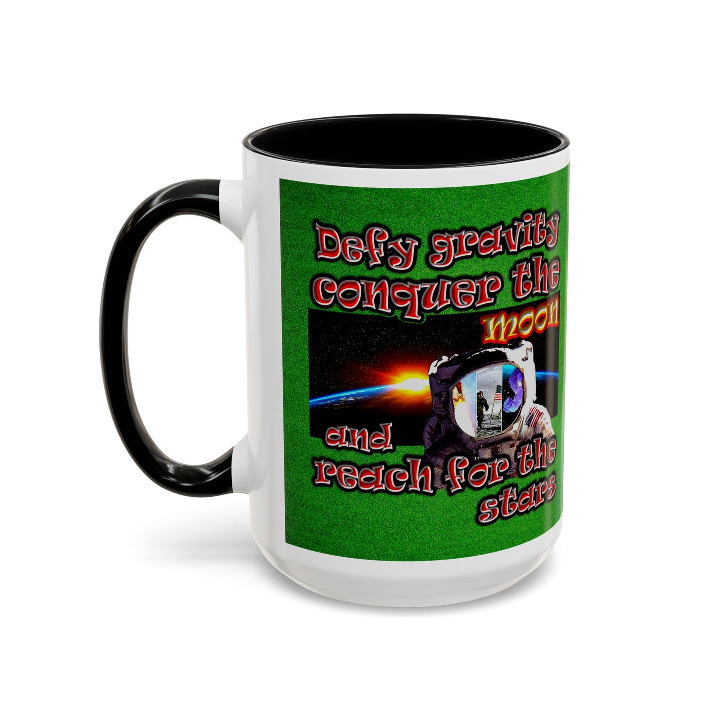 defy conquer reach - Accent Mug (green turf)