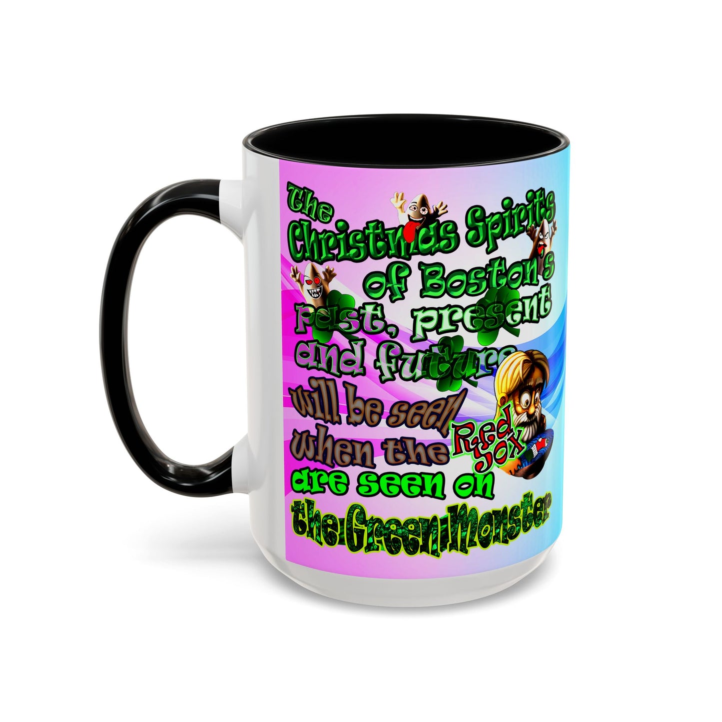 christmas spirits of boston - Accent Mug (light blue-pink wave)