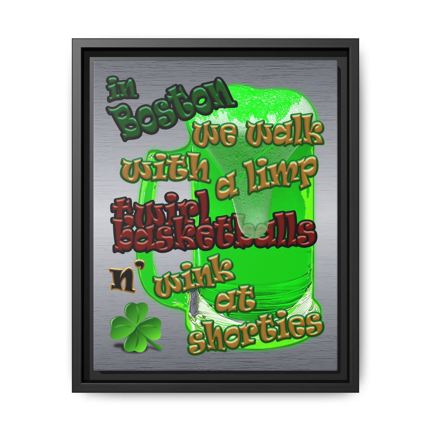 celtics logo - framed canvas art (brushed nickel)