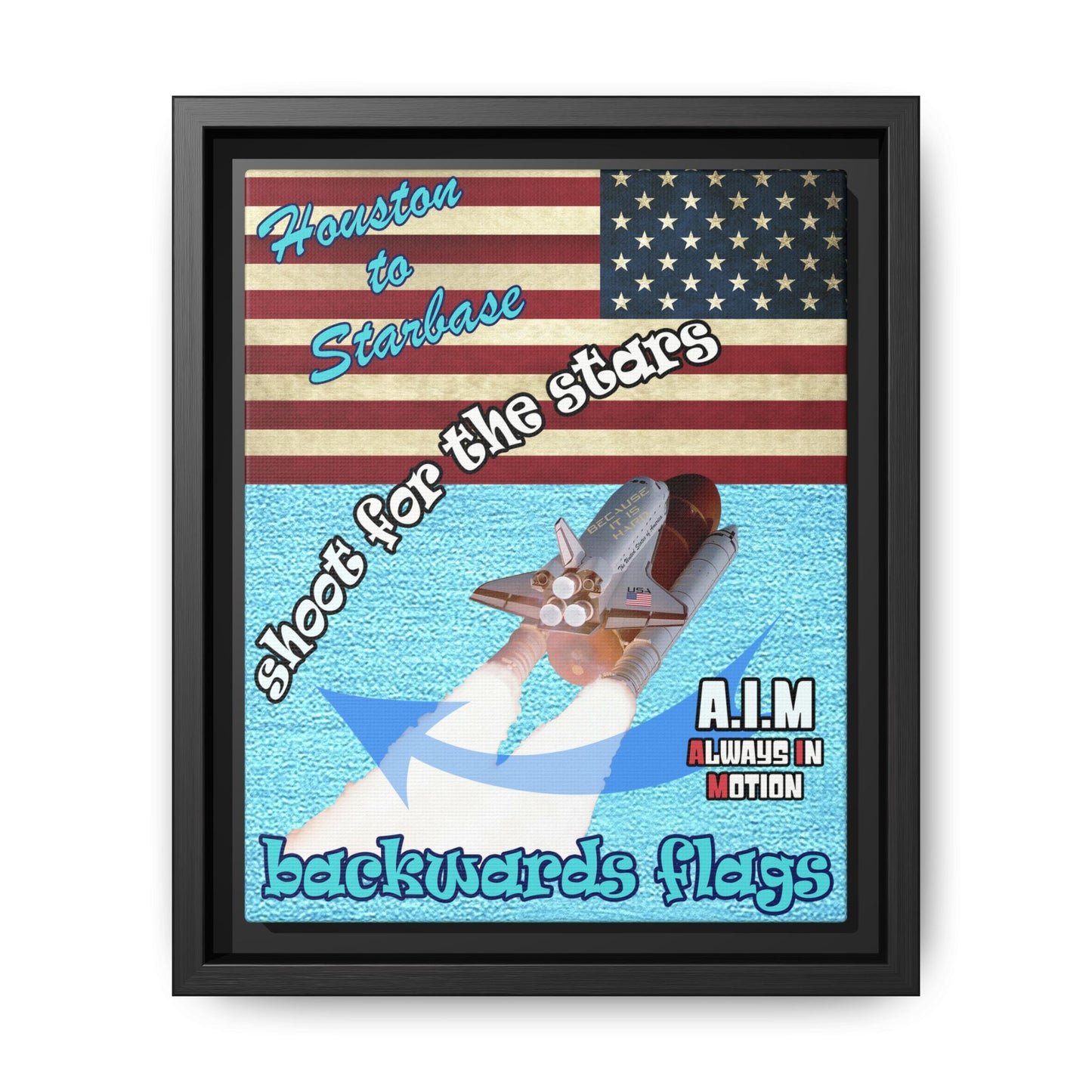 shoot for the stars - framed canvas art (faded blue)