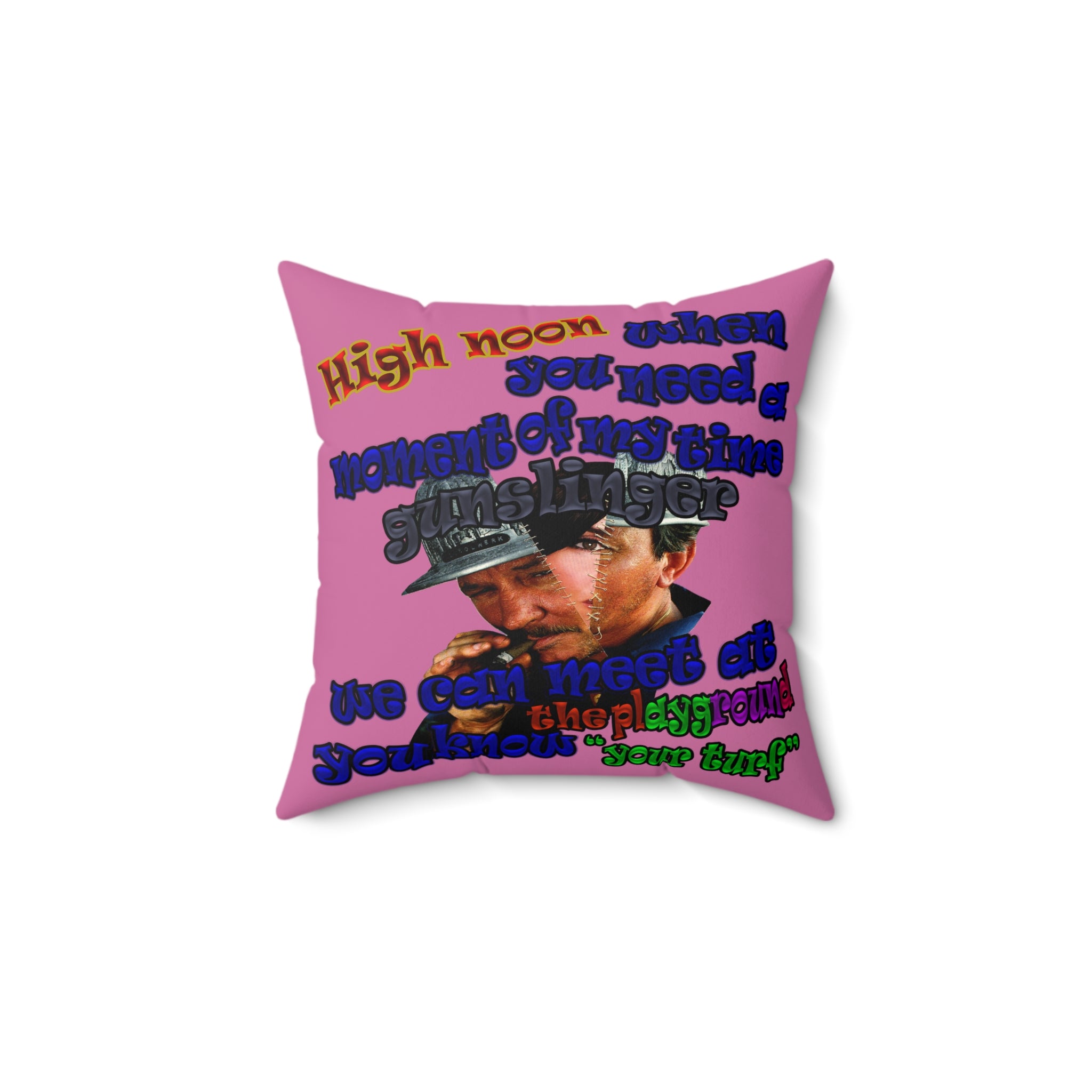 high noon - Faux Suede Square Pillow - (light pink)
