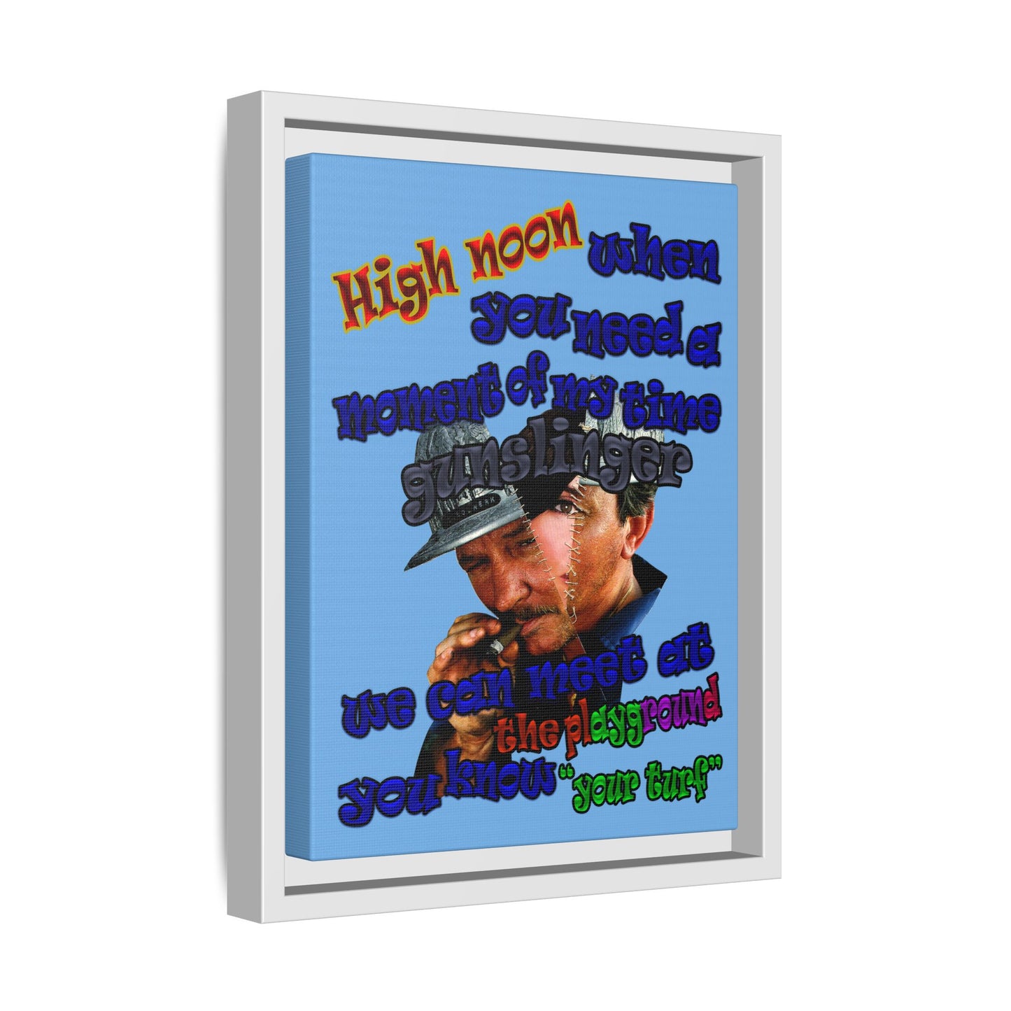 high noon - framed canvas art (light blue)