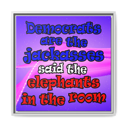 donkeys and elephants - framed canvas art (purple-pink wave)
