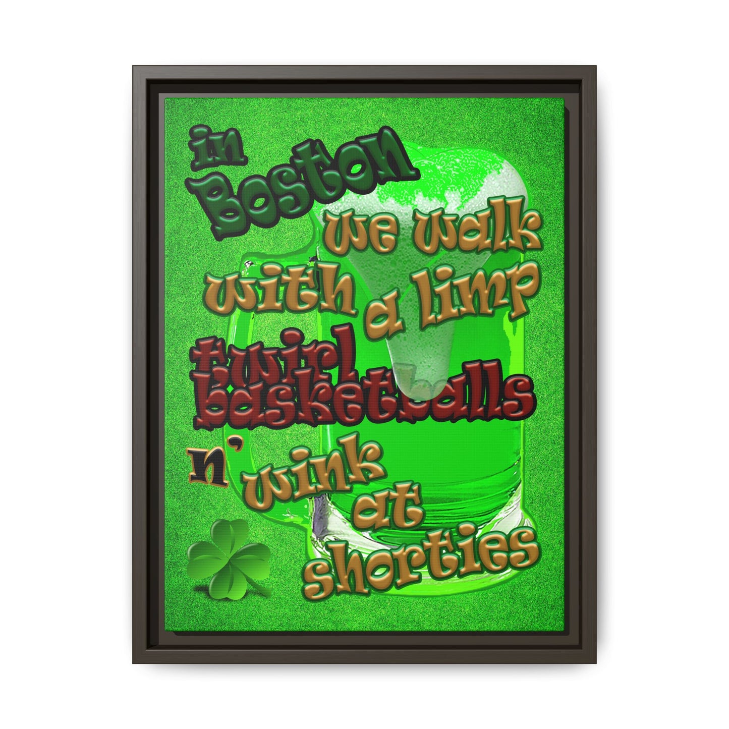 celtics logo - framed canvas art (green turf)
