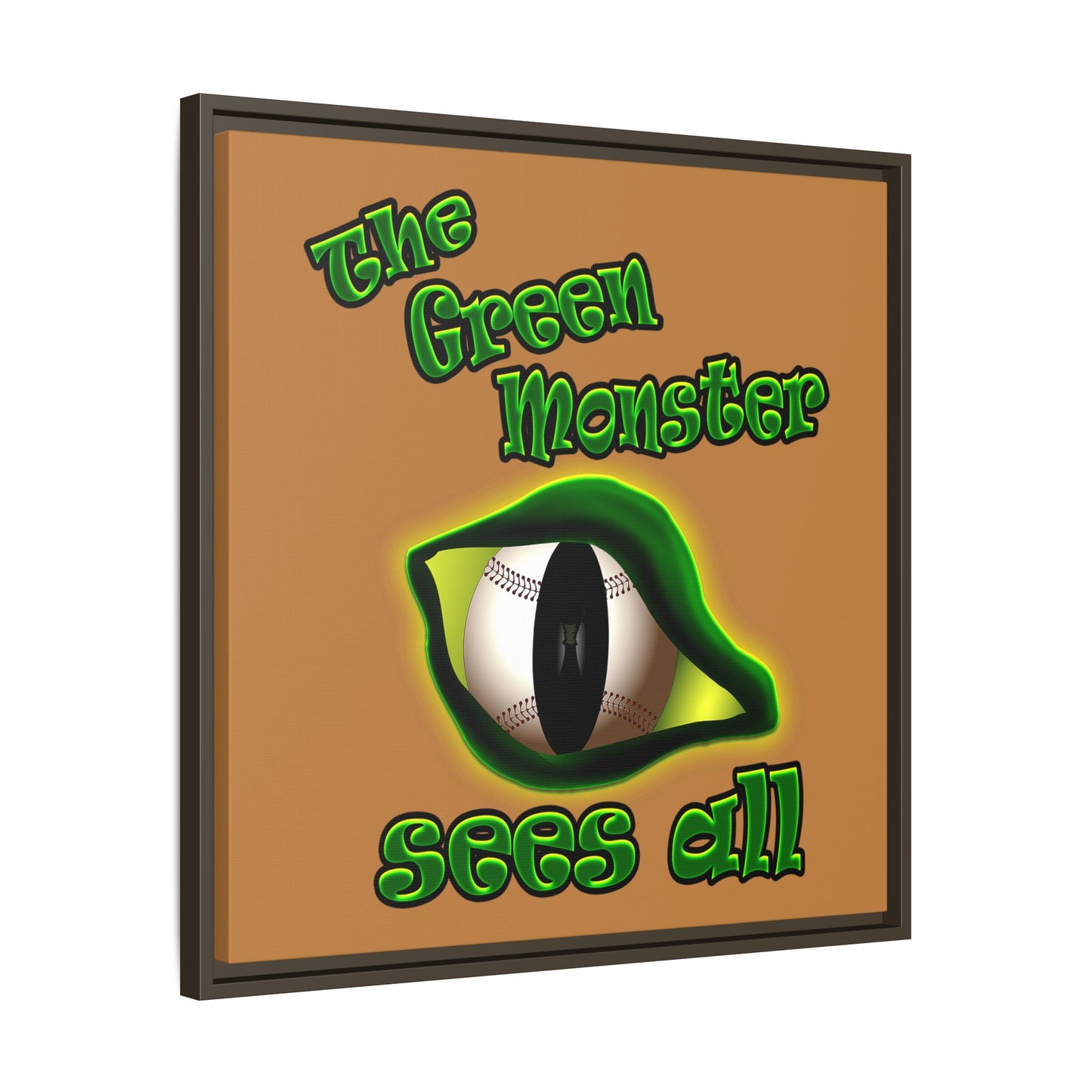 green monster - framed canvas art (light brown)
