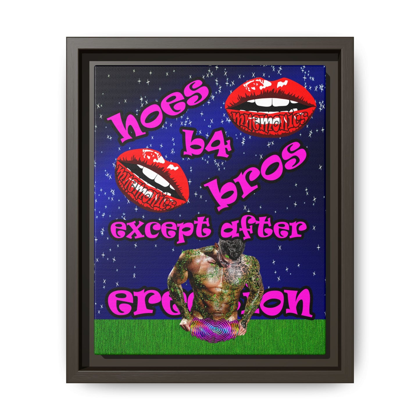 hoes b4 bros - framed canvas art ('snoops' background)