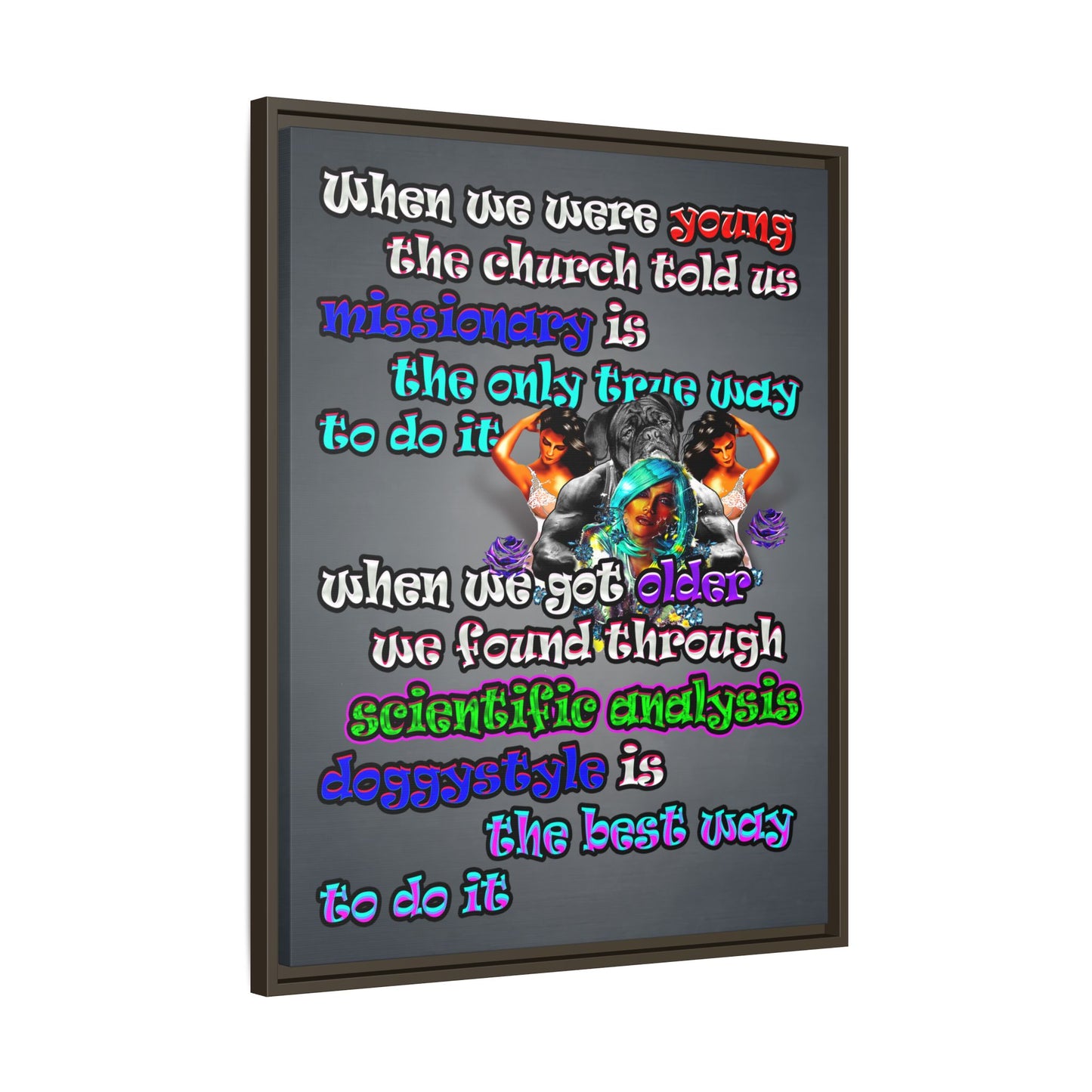 doggystyle - framed canvas art (grey-light grey)