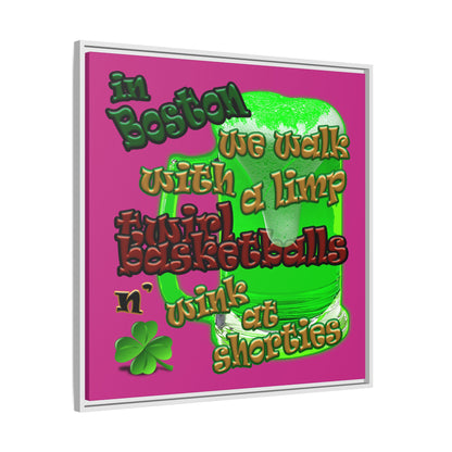 celtics logo - framed canvas art (pink)