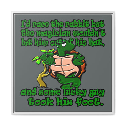 turtle race - framed canvas art (dark grey)