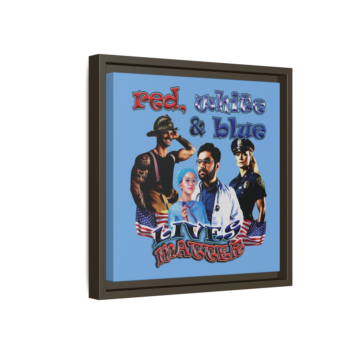 rw&b lives matter - framed canvas art (light blue)