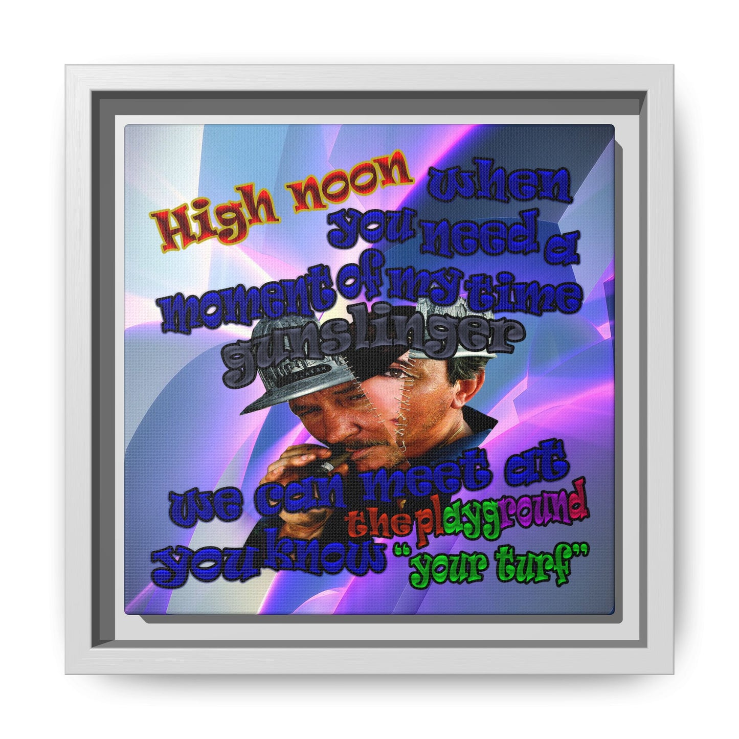 high noon - framed canvas art (grey-pink wave)