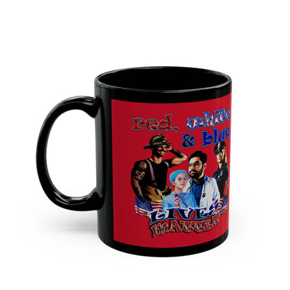rw&b lives matter - Black Mug (dark red)