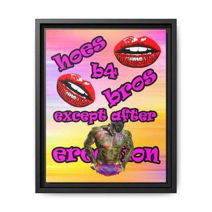 hoes b4 bros - framed canvas art (color blur)