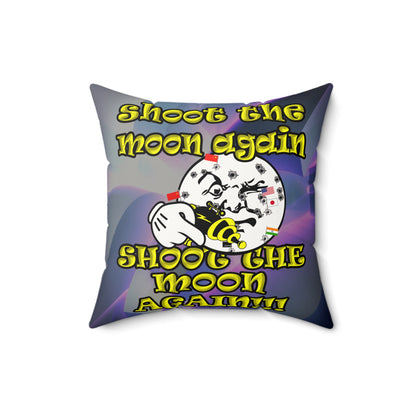 shoot the moon again - Faux Suede Square Pillow - (grey-pink wave)