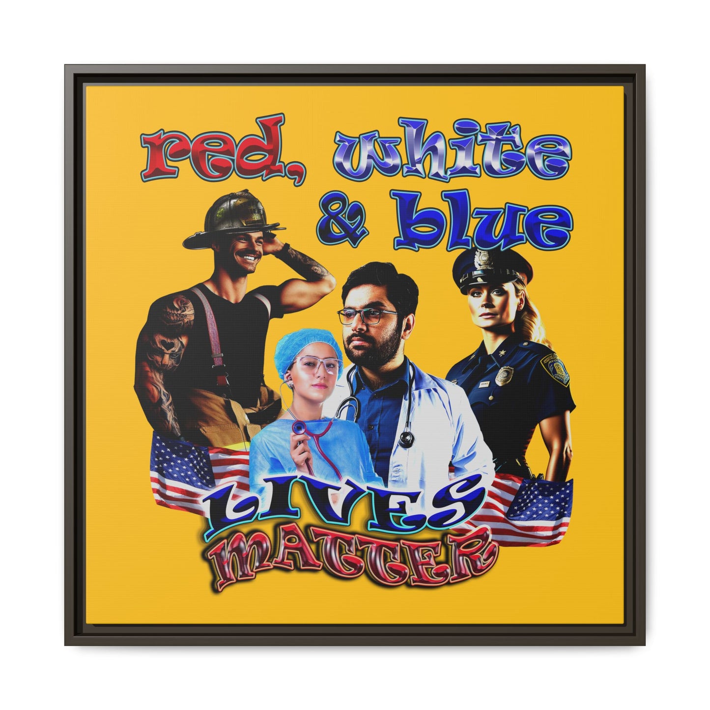 rw&b lives matter - framed canvas art (yellow)