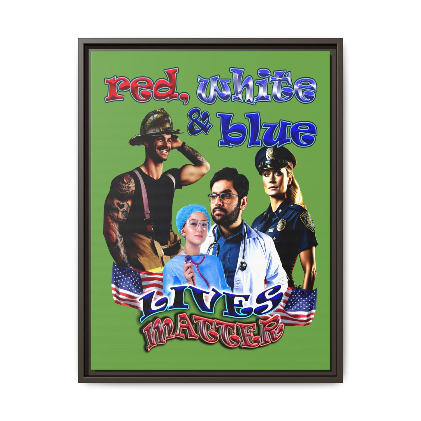 rw&b lives matter - framed canvas art (green)